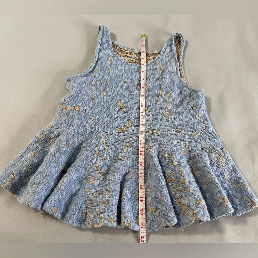 Free People Women Side By Side‎ Flared Blue Sz Small Peplum Tank Top Blouse Y2K